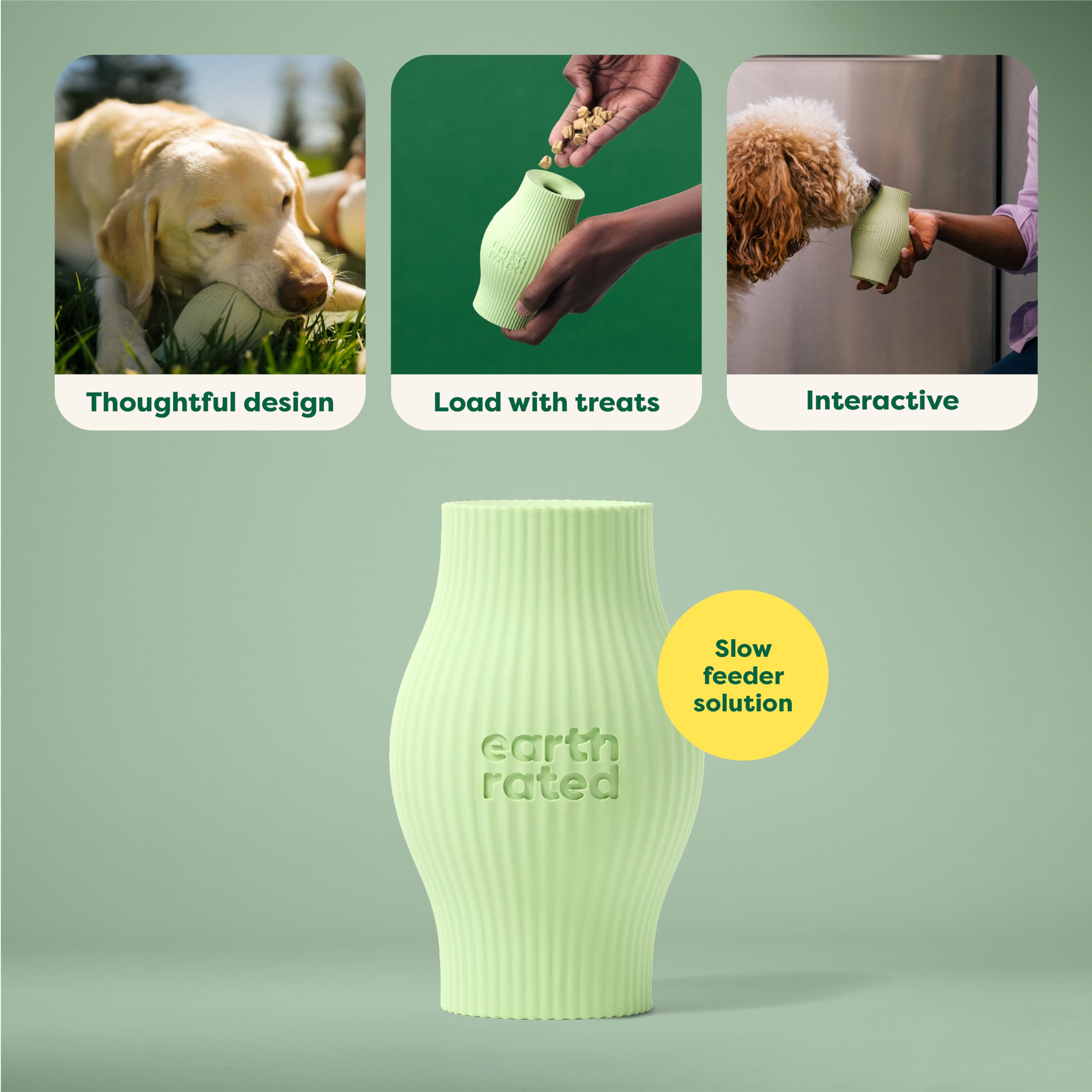 Earth Rated Natural Rubber Treat Dispensing Dog Toy - Green