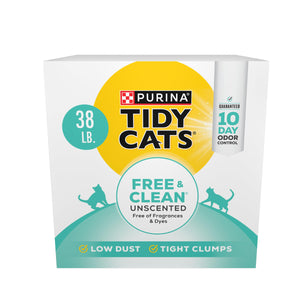 Purina Tidy Cats Free and Clean Unscented Low-Dust Clumping Clay Multi-Cat Litter - 35 Lbs