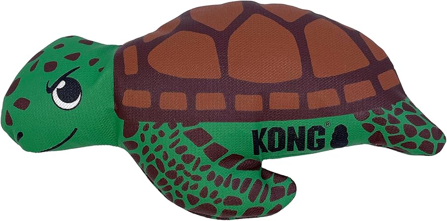 Kong Maxx Turtle Ballistic Puncture-Proof Dual-Layered Squeak and Nylon Plush Dog Toy - Medium