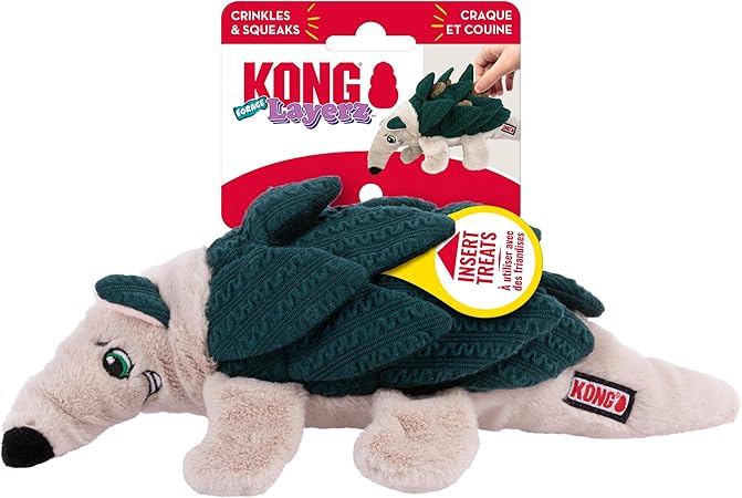 Kong Layerz Forage Armadillo Treat-Pocketed Snuffle Crackle and Squeak Plush Dog Toy - Medium Default Title