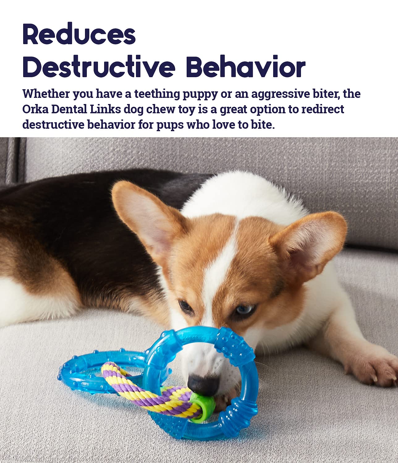 Petstages Orka Dental Links Chew and Rubber Puppy Dog Toy  