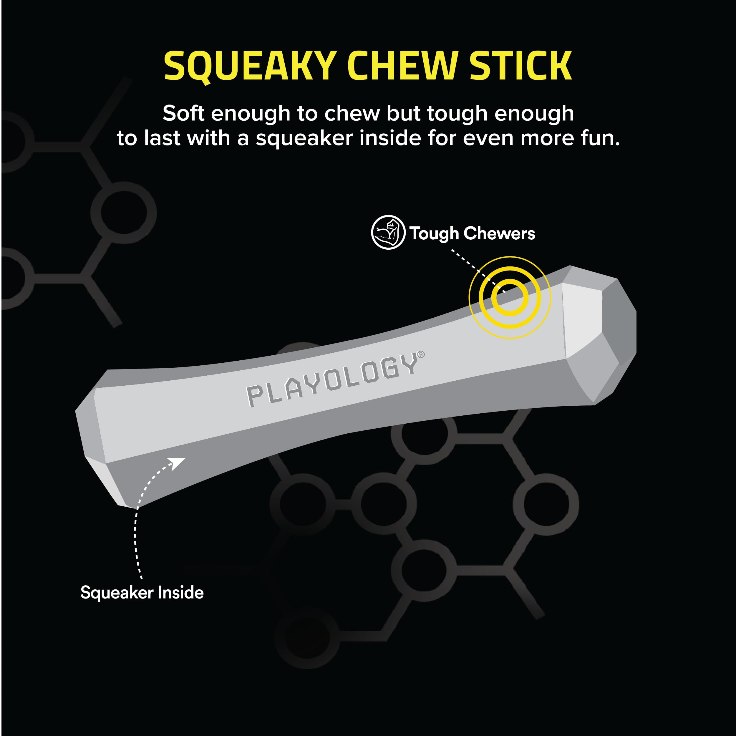 Playology Chicken Scented Squeaky Chew Stick Floating Rubber Dog Toy with Encapsicent Tech - Large  