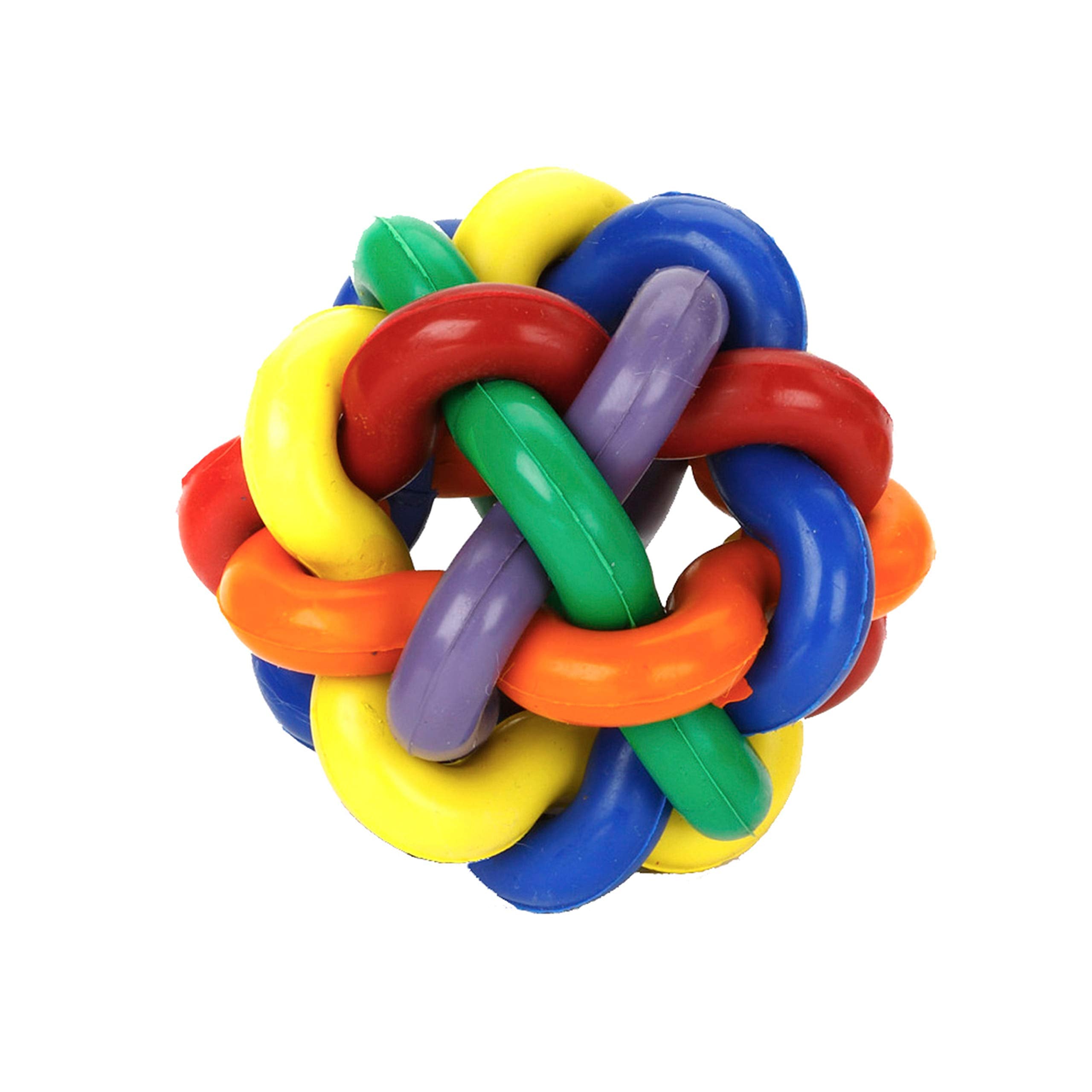 Multipet Nobbly Wobbly Multi-Colored Ball Rubber Dog Toy - Large - 4" Inches  