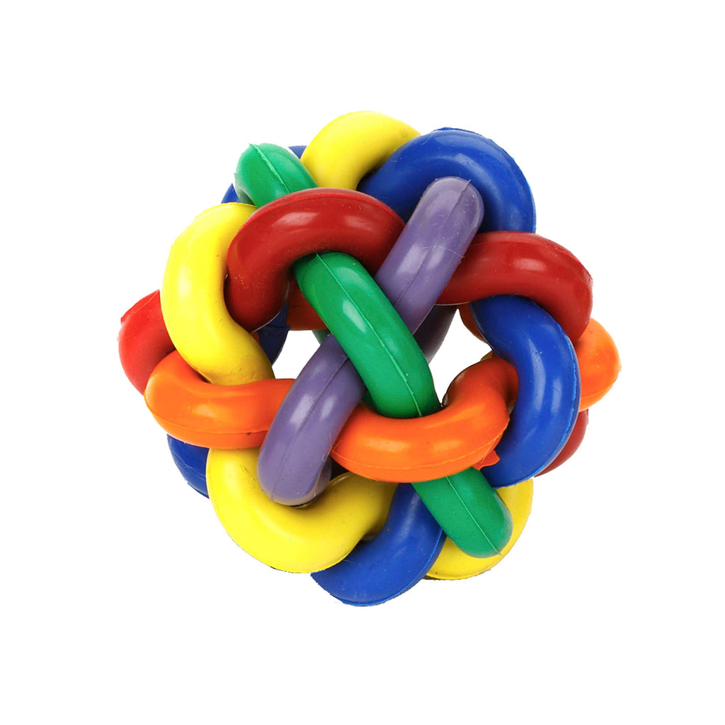Multipet Nobbly Wobbly Multi-Colored Ball Rubber Dog Toy - Small - 3" Inches  