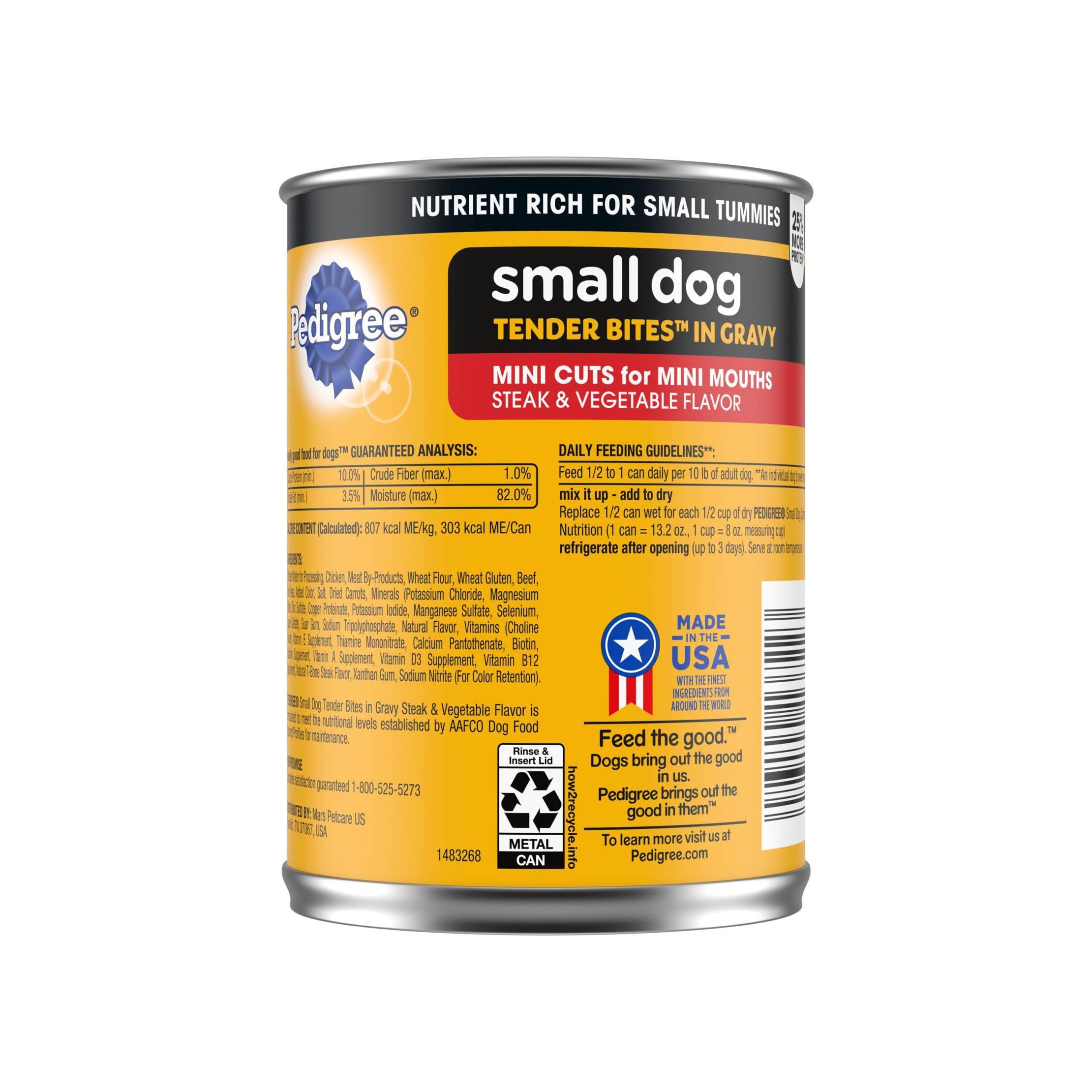 Pedigree Tender Bites in Gravy Steak and Vegetables Canned Dog Food - 13.2 Oz - Case of 12  