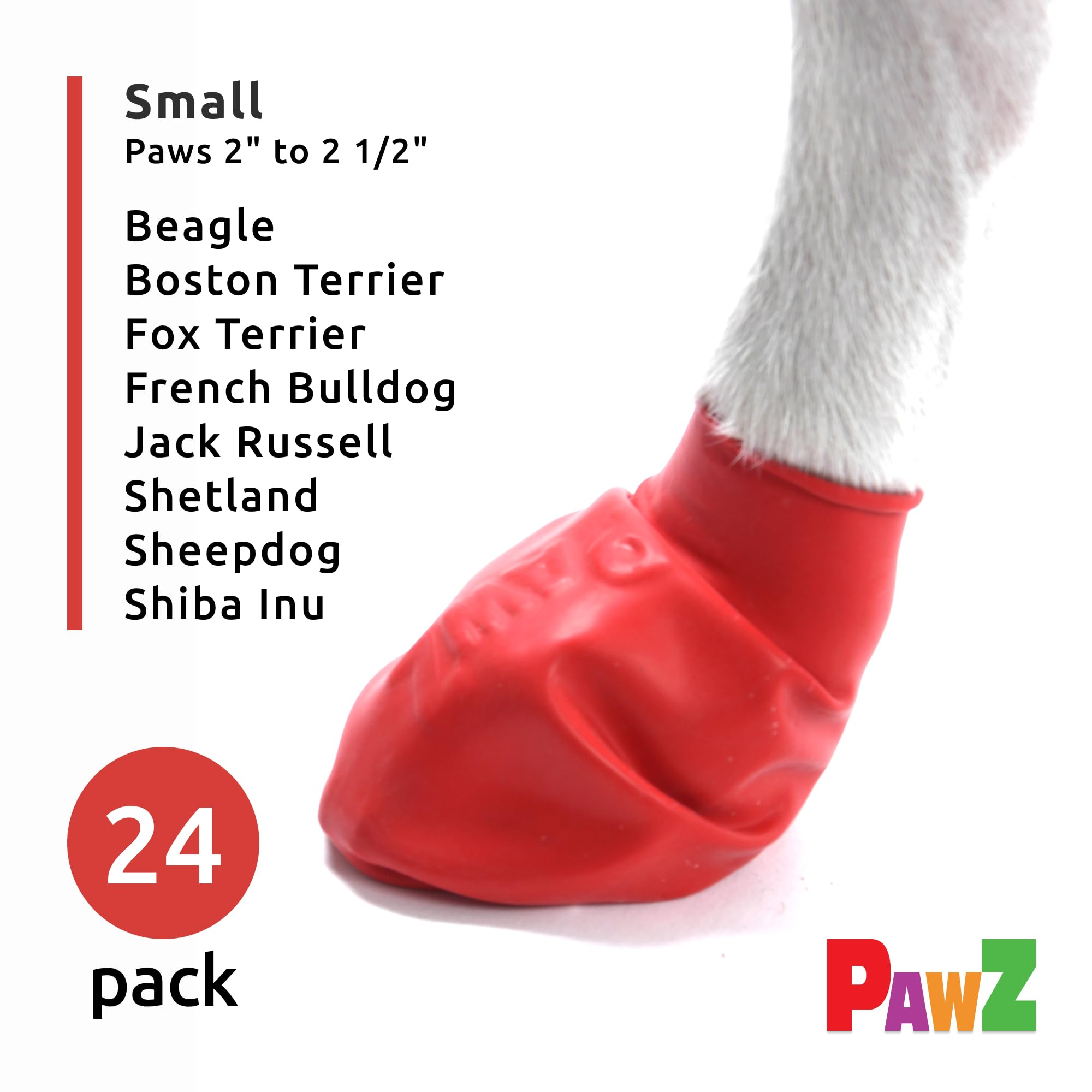 Pawz Waterproof Disposable and Reusable Rubberized Dog Boots - Red - Small - 12 Pack  