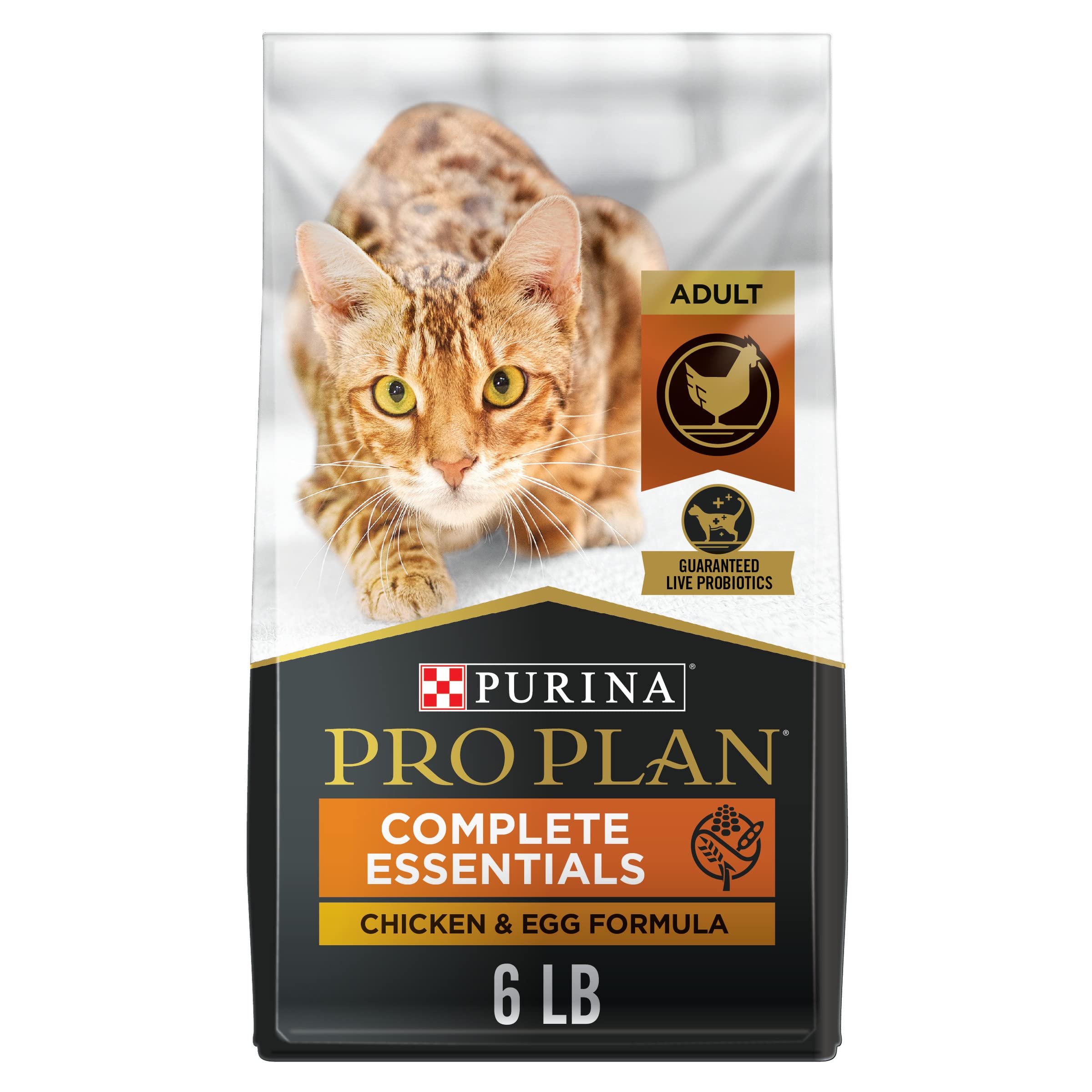 Purina Pro Plan Complete Essentials Grain-Free High-Protein Natural Chicken and Egg Adult Dry Cat Food - 3.2 Lbs - Case of 6  