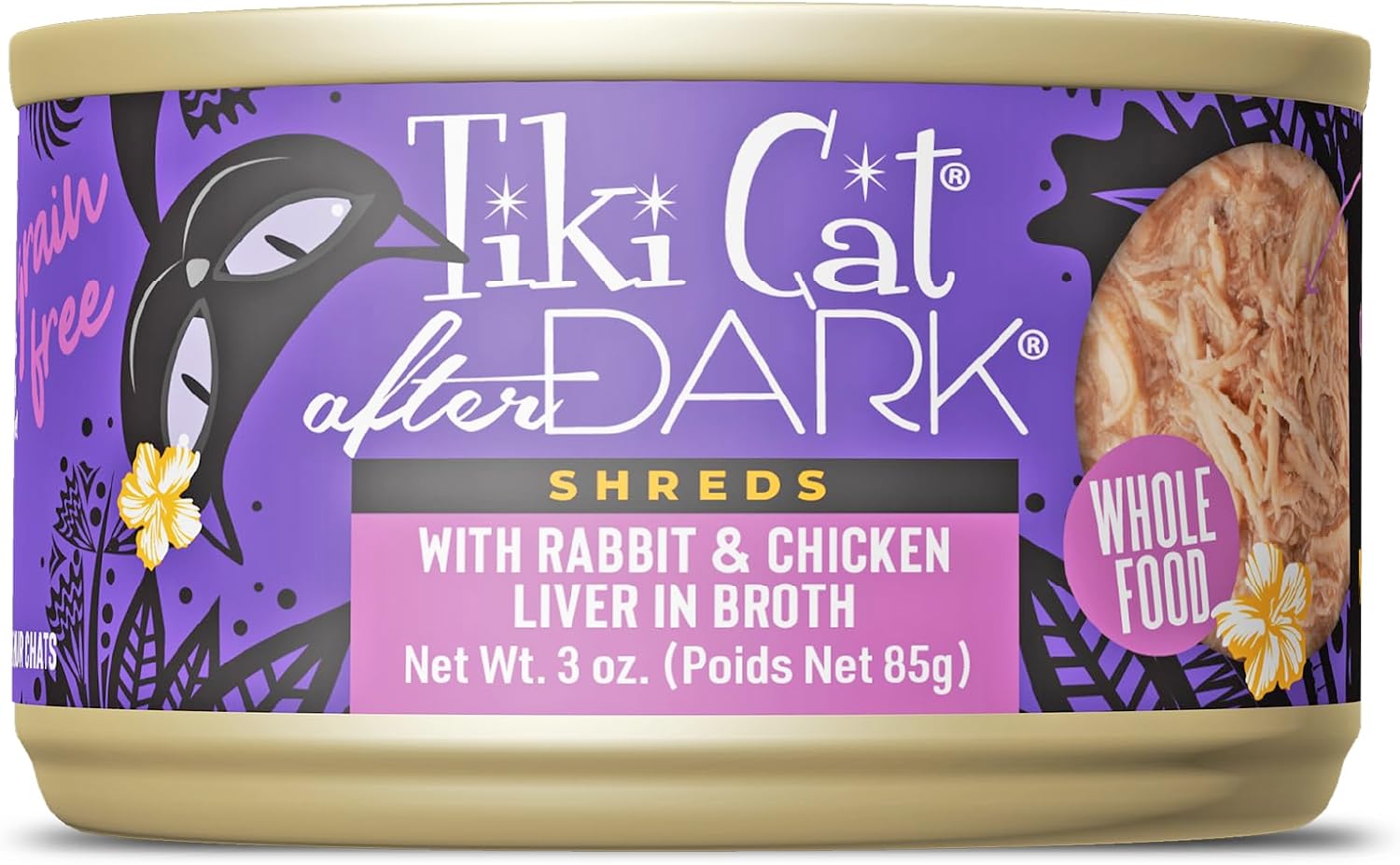 Tiki Cat After Dark Shreds Grain-Free Rabbit with Chicken Liver in Broth Adult Canned Cat Food - 3 Oz - Case of 12 Default Title
