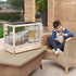 Ferplast Hampsterville Hampster Cage with Wooden Base and Accessories - Tan - 22.7" X 12.2" X 2.6" Inches  