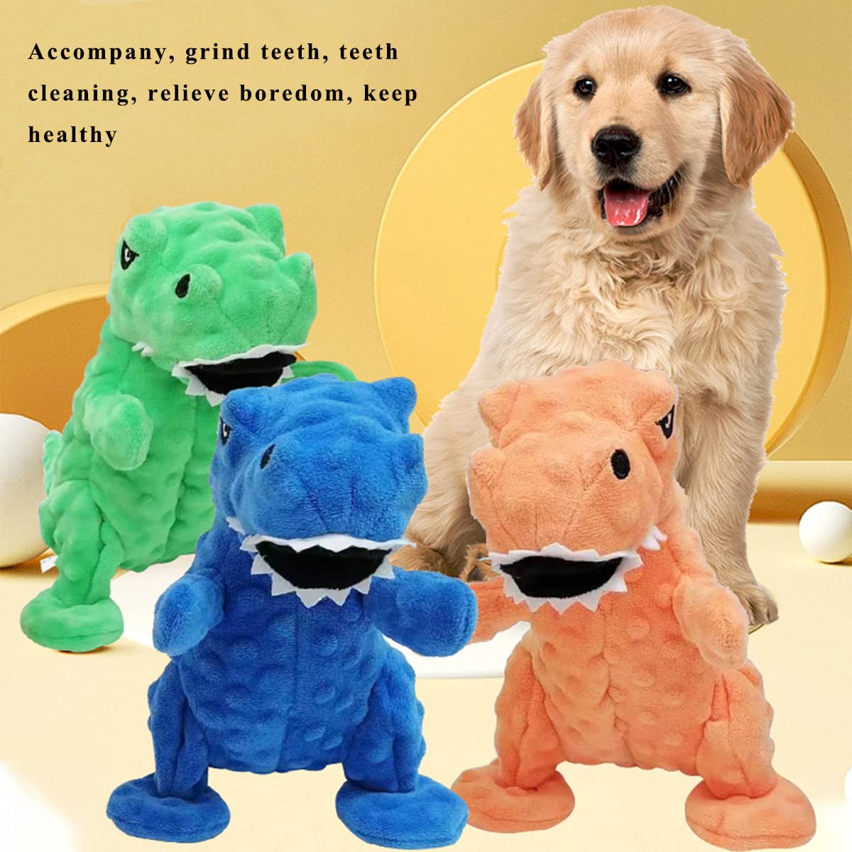 Snugarooz Tea-Rex Squeak and Crinkle Plush Dog Toy - 10" Inches  