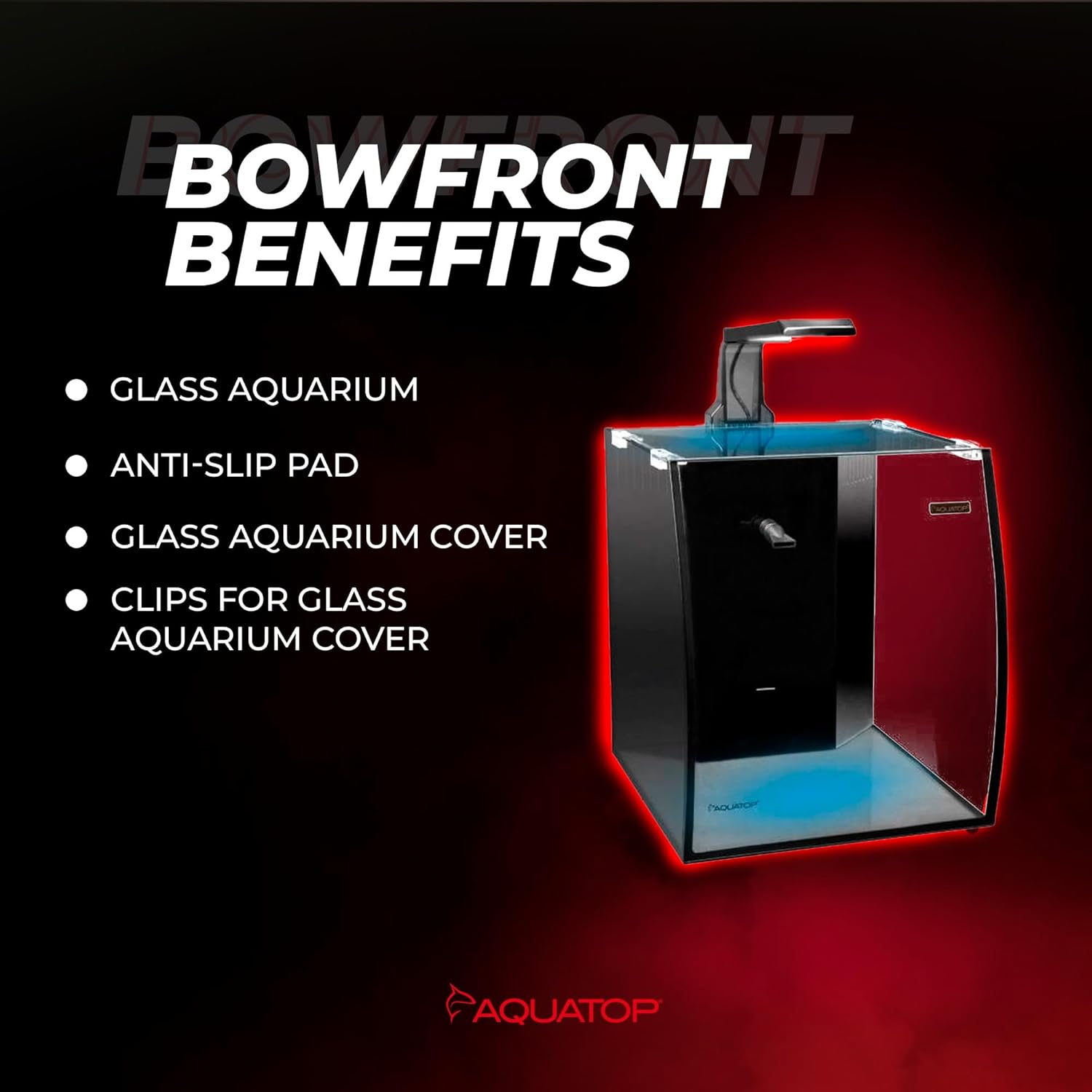 Aquatop Formosa Bow Front LED Lighting Desktop Glass Aquarium Kit - 21.6 Gal - L:23.6 X W:15.6 X H:16.5 Inch