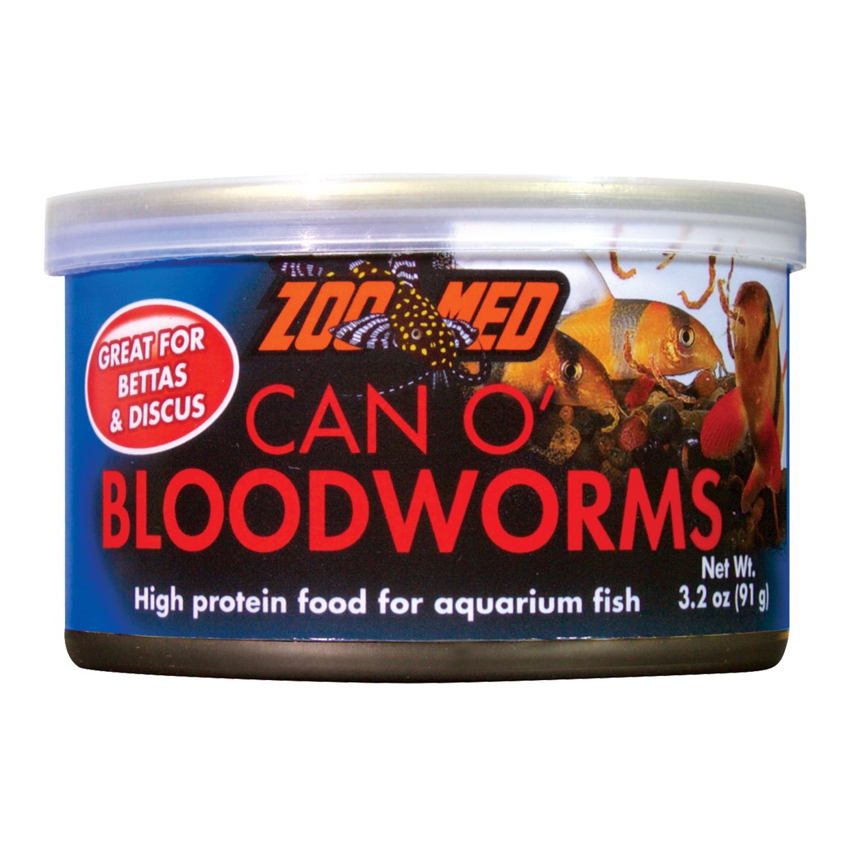 Zoo Med Laboratories Can O' Bloodworms Freeze-Dried Fish Food - 3.2 Oz  