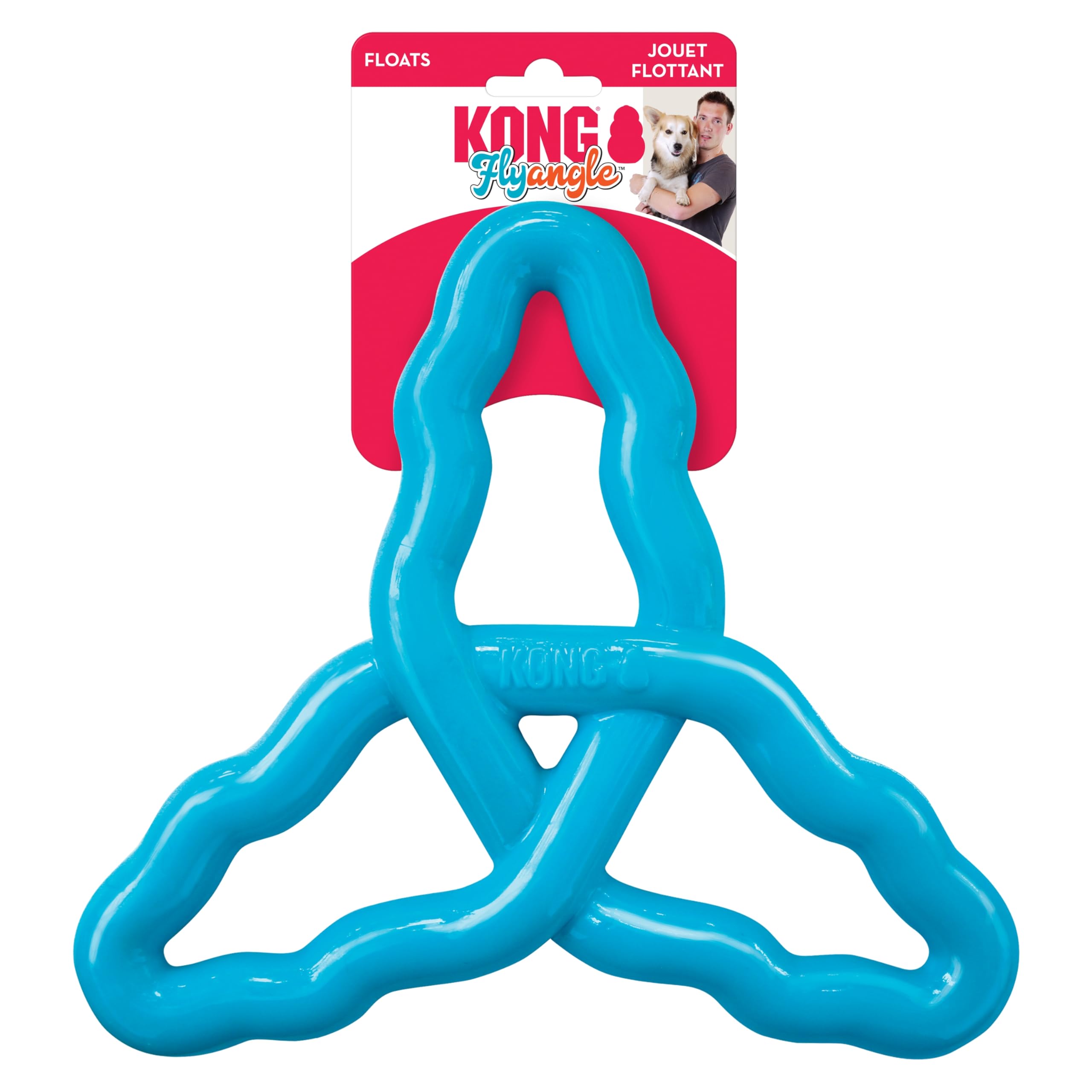 Kong Flyangle Fetch and Tugging Tri-Handled Rubber Dog Toy - Assorted - Large  