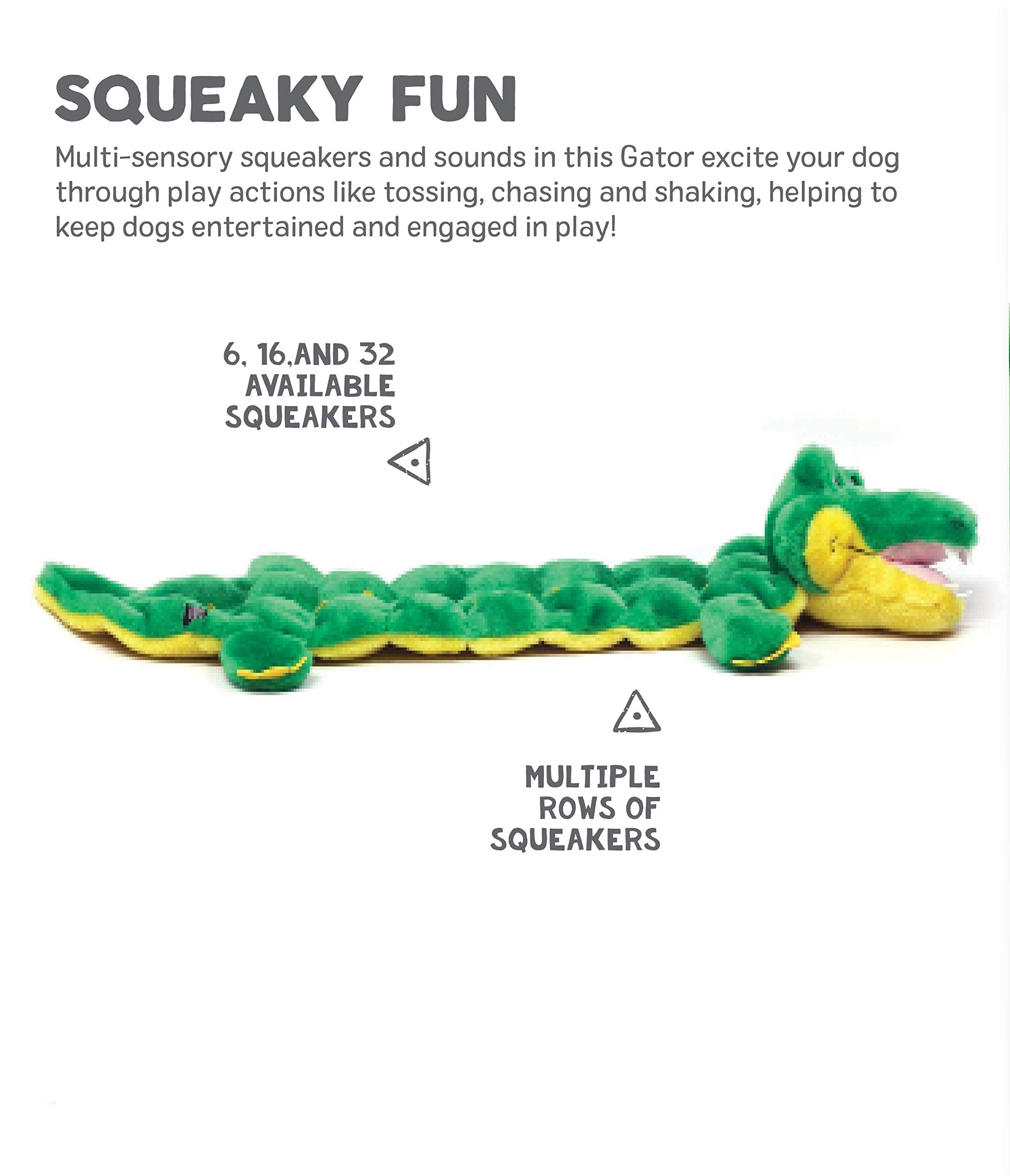 Outward Hound Squeaker Matz Gator Squeak and Plush Dog Toy - Green - X-Large  