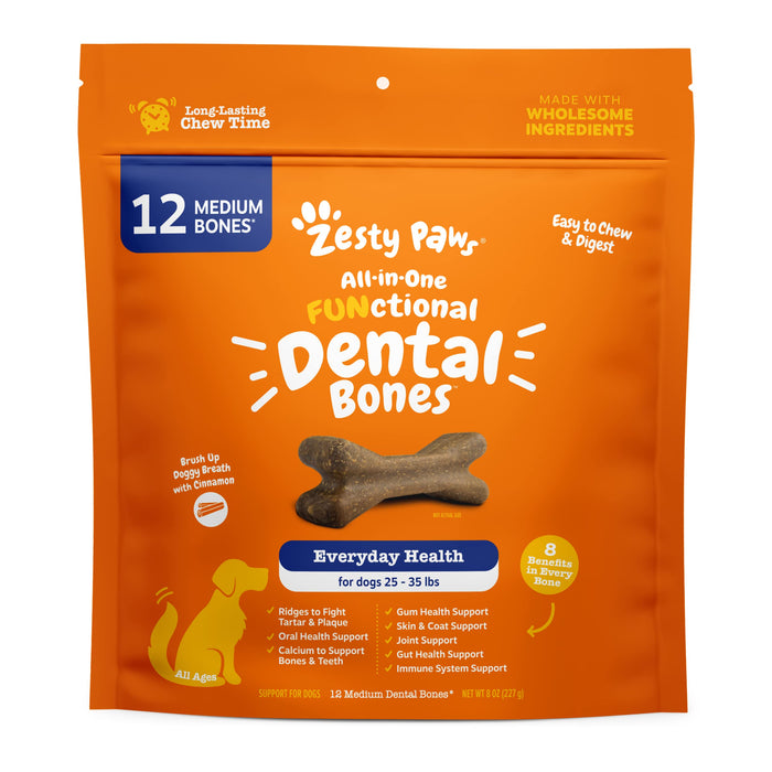 Zesty Paws All-in-1 Functional Bones with Cinnamon Dental Dog Treats - Medium - 10 Coun...