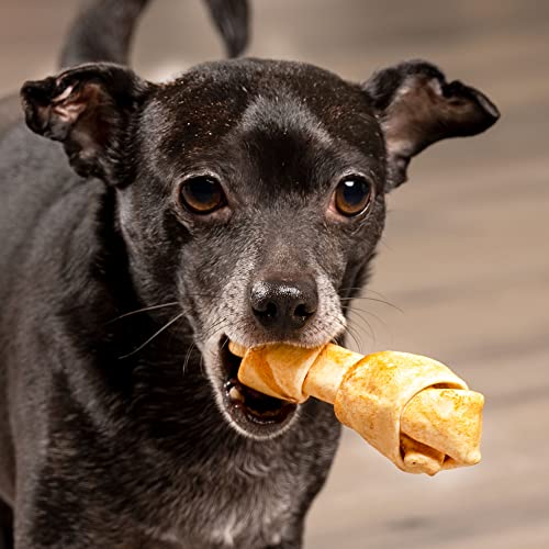 Pet Factory American Beefhide Chicken Flavored Knotted Bones Natural Dog Chews - 4-5 Inch - 4 Pack