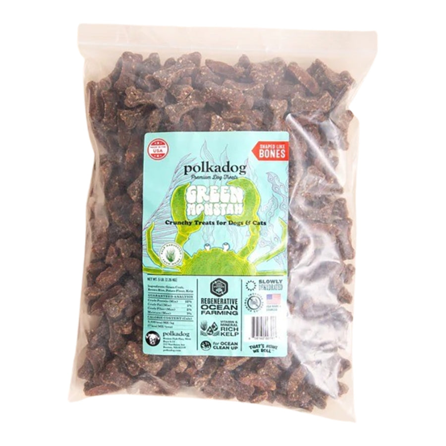 Polka Dog Bakery Green Monstah Bones Crab and Kelp Dehydrated Crunchy Dog Treats