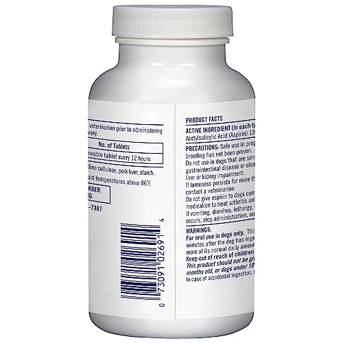 Pet Armor Aspirin Pain-Relief Medicine Chewable Tablets for Small Dogs 10-20 Lbs - 120MG - 75 Tablets