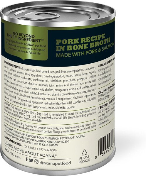 Acana 'Kentucky Dogstar Chicken' Pork Recipe in Bone Broth Dog Food - 12/12.8 oz Cans - Case of 1