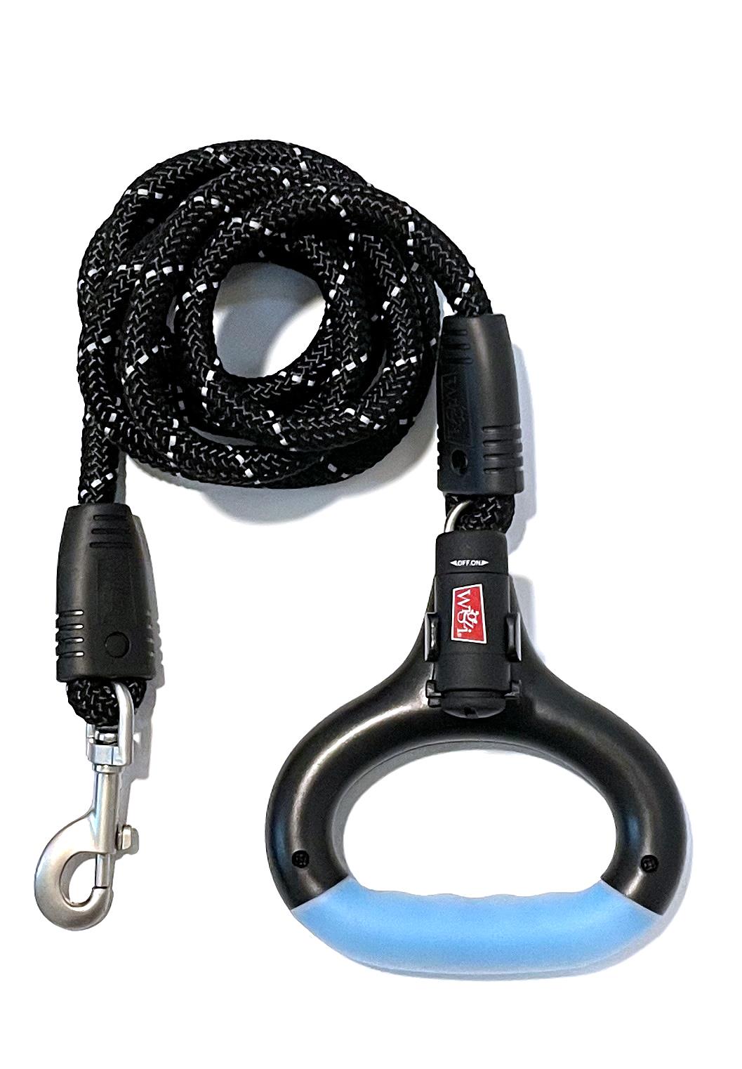 Wigzi Luna LED Lighting and Reflective Gel Handle Grip Cable Dog Leash - Red - 6 Feet  