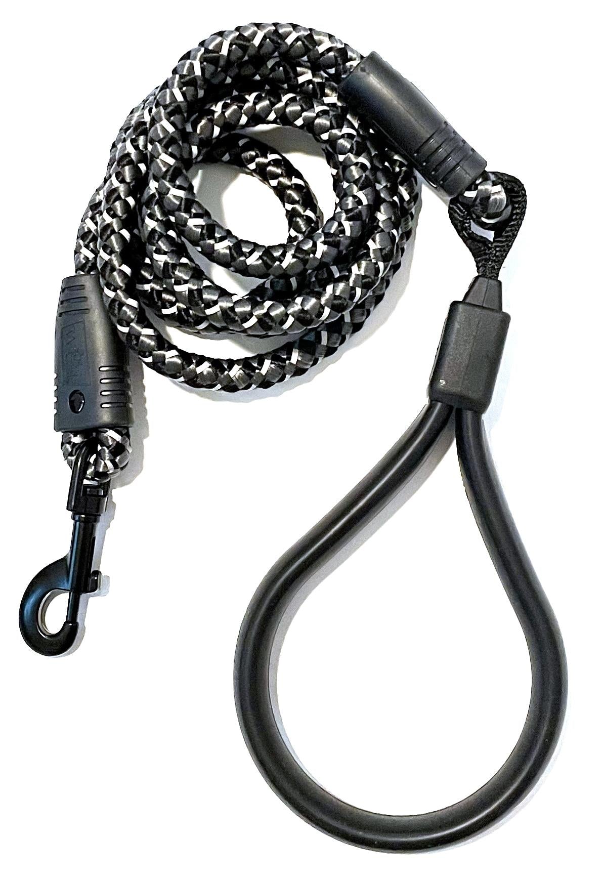 Wigzi Flex Walk Reflective Bungi Cable Dog Leash - Black - 6 Feet  