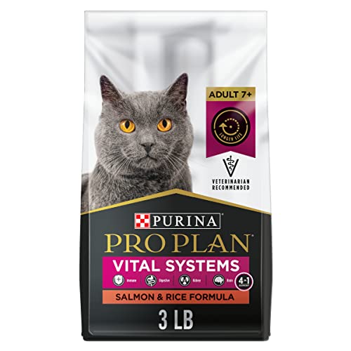 Purina Pro Plan Vital Systems 4-in-1 Support Salmon and Rice 7+ Senior Adult Dry Cat Food 3 Lbs - Case of 6
