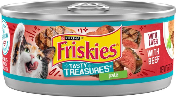 Purina Friskies Tasty Treasures Beef Liver and Cheese Pate Canned Cat Food - 5.5 Oz - Case of 24