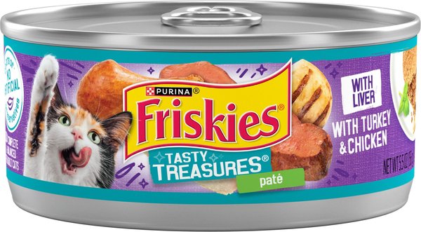 Purina Friskies Tasty Treasures Turkey Liver and Chicken Pate Canned Cat Food - 5.5 Oz - Case of 24