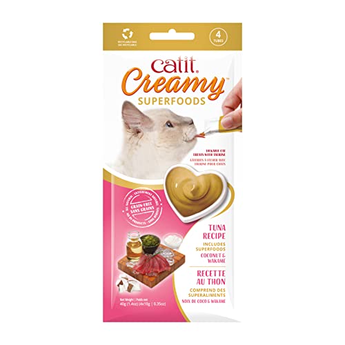 Catit Creamy Superfoods Grain-Free Tuna with Coconut and Wakame Lickable Cat Treats - 4 Per Pack - Case of 12 Default Title