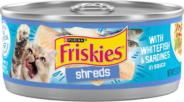 Purina Friskies Shreds with Whitefish and Sardines in Sauce Canned Cat Food - 5.5 Oz - Case of 24