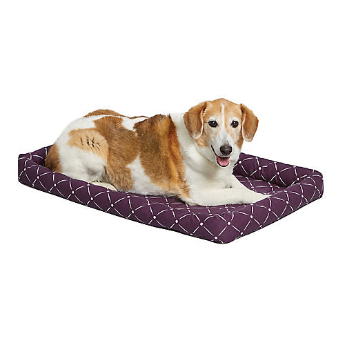 Midwest Homes Quite Time Rectangular Ashton Bolster Dog Bed or Crate Mat - Plum - L:29 X W:19 X H:2.3 Inch Plum L:29 X W:19 X H:2.3 In