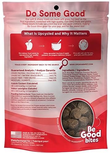 Open Farm Be Good Bites Non-GMO Grass-Fed Beef Soft and Chewy Training Dog Treats - 6 Oz