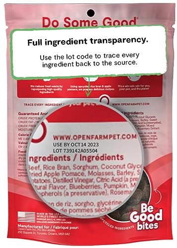 Open Farm Be Good Bites Non-GMO Grass-Fed Beef Soft and Chewy Training Dog Treats - 6 Oz