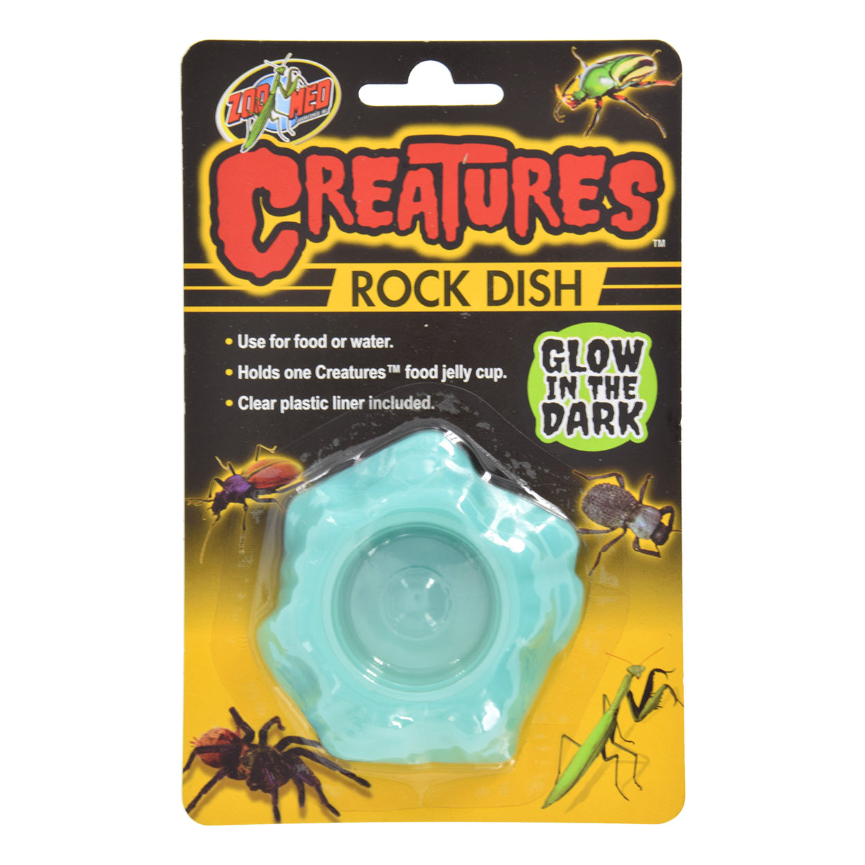 Zoo Med Laboratories Creatures Glow-in-The-Dark Rock Dishes Reptile and Insect Food and Water Bowl 