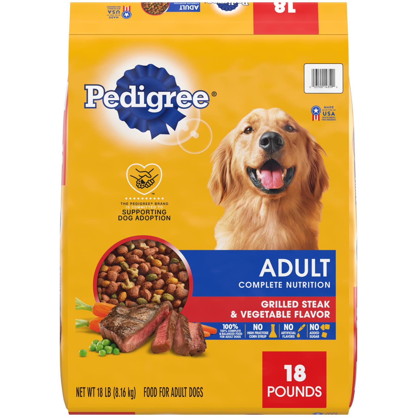 Pedigree Complete Nutrition Grilled Steak and Vegetables Adult Dry Dog Food - 18 Lbs  