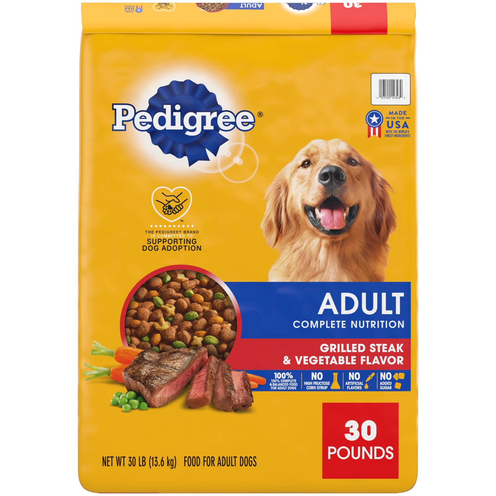 Pedigree Complete Nutrition Grilled Steak and Vegetables Adult Dry Dog Food - 30 Lbs  