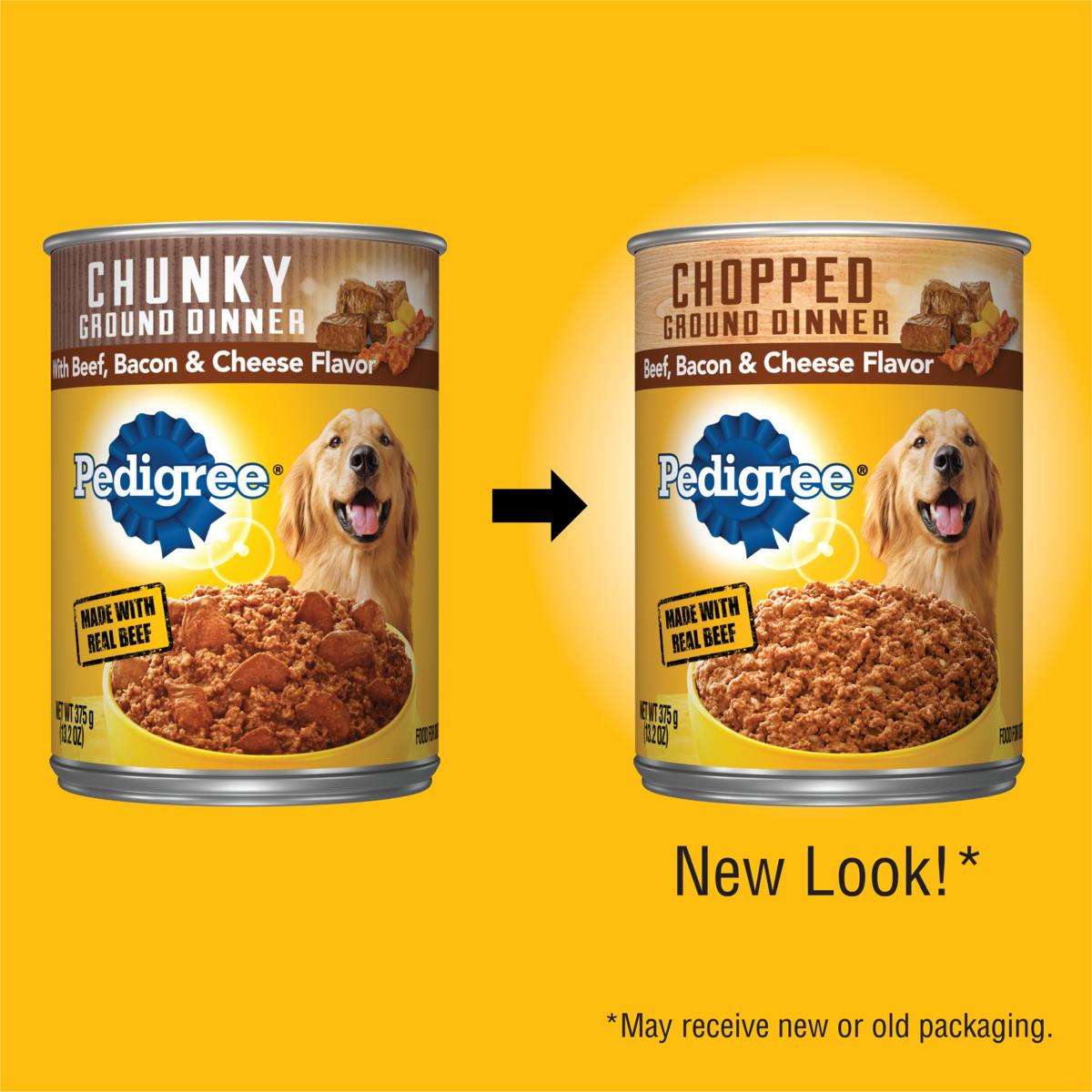 Pedigree Chopped Ground Dinner Beef Bacon and Cheese Canned Dog Food - 13.2 Oz - Case of 12  