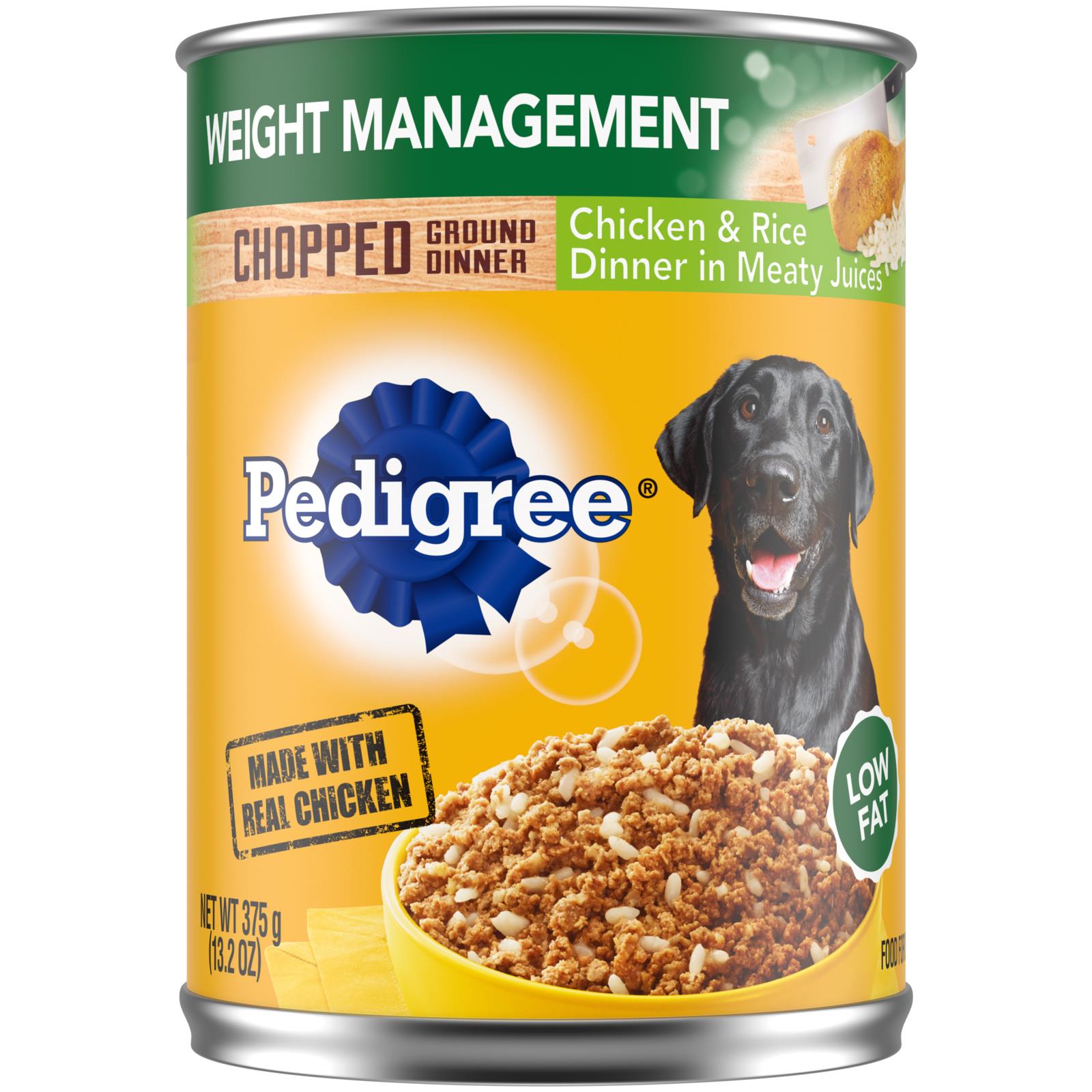 Pedigree Chopped Ground Dinner Lean Chicken and Rice Canned Dog Food - 13.2 Oz - Case of 12  