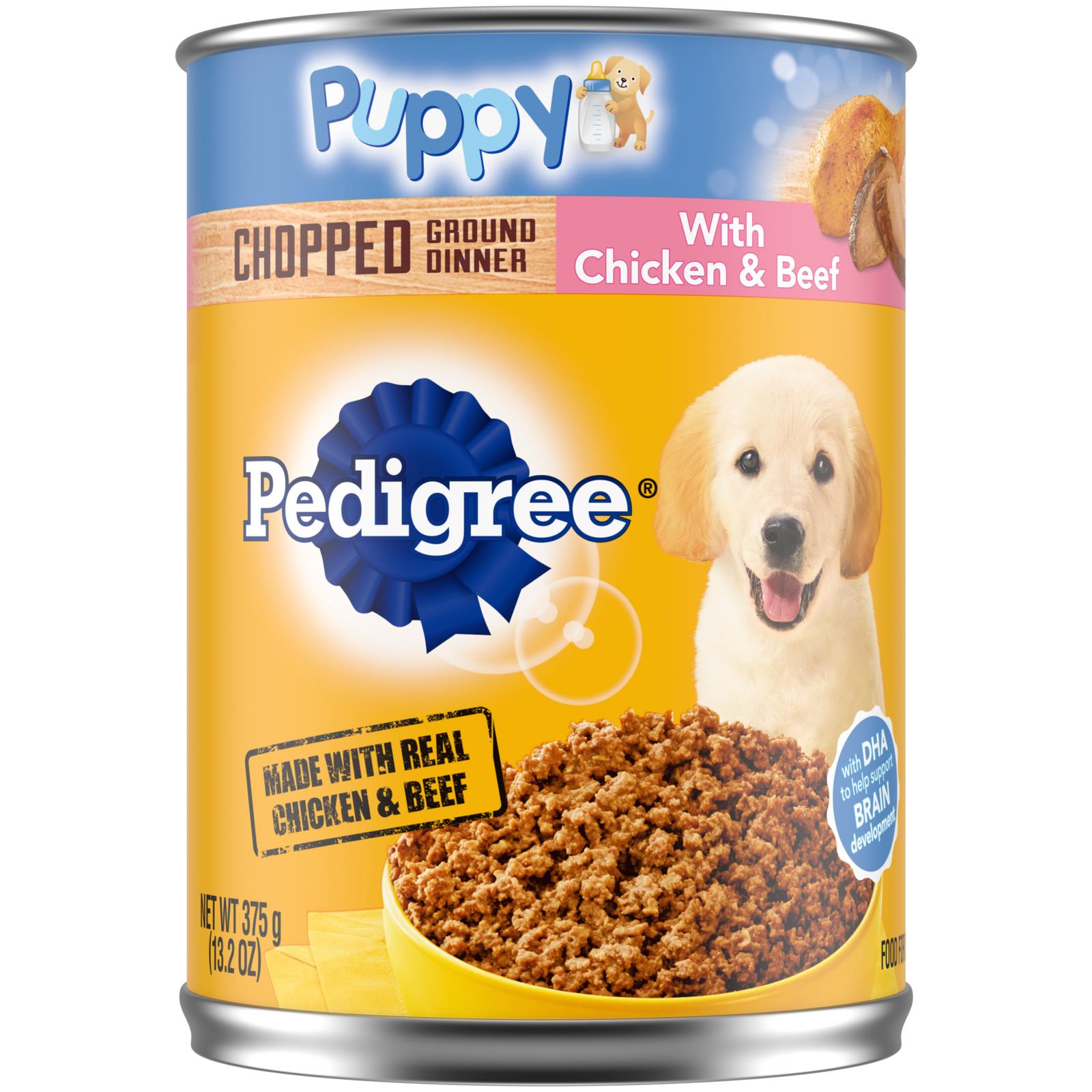 Pedigree Chopped Ground Dinner Chicken and Beef Puppy Canned Dog Food - 13.2 Oz - Case of 12  