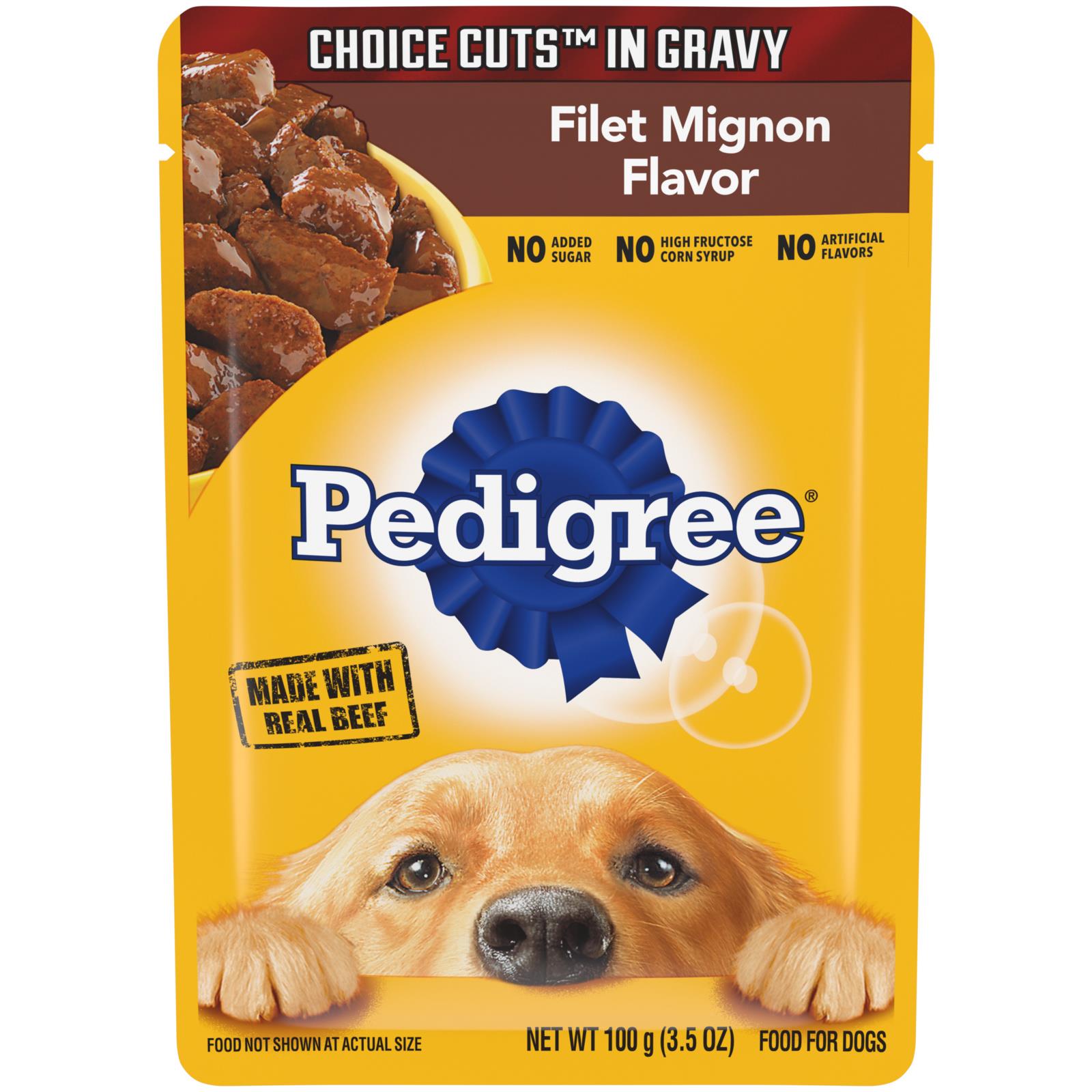 Pedigree Choice Cuts in Gravy Beef Filet Mignon Wet Dog Food Pouch - 3.5 Oz - Case of 16  