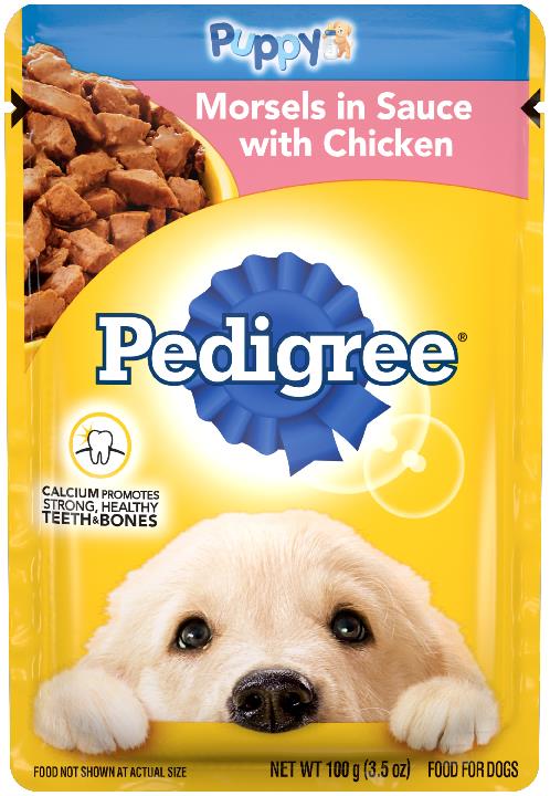 Pedigree Morsels in Sauce with Chicken Puppy Formula Wet Dog Food Pouch - 3.5 Oz - Case of 16  