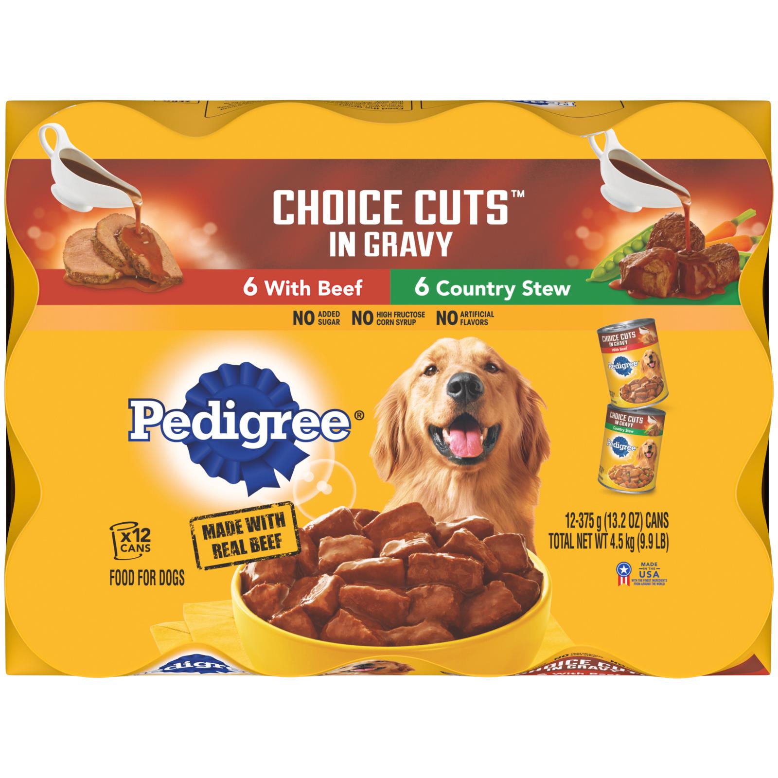 Pedigree Choice Cuts in Gravy Beef and Country Stew Canned Dog Food - Variety Pack - 13.2 Oz - 12 Count  