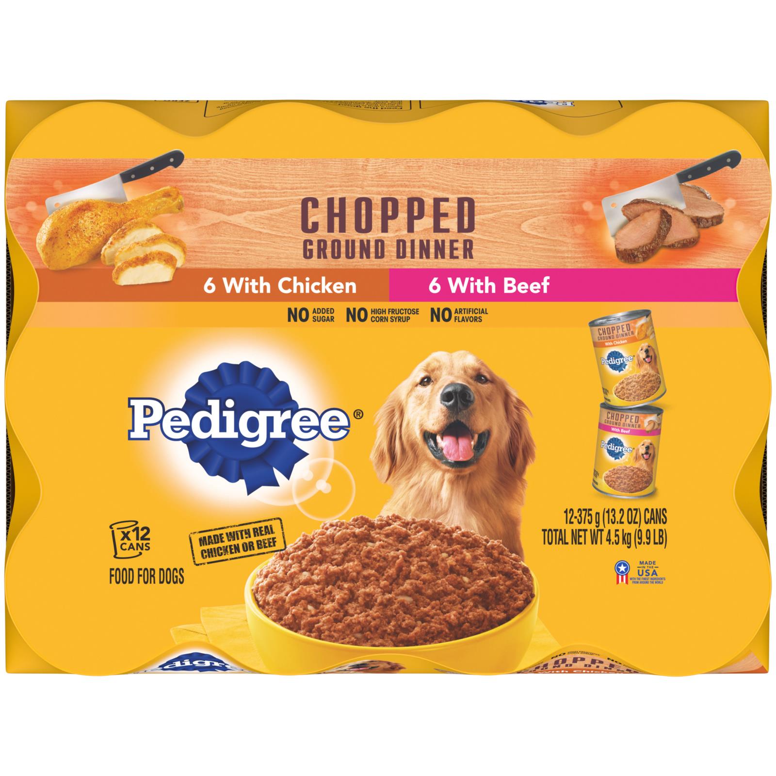 Pedigree Chopped Ground Dinner Chicken and Beef Canned Dog Food - Variety Pack - 13.2 Oz - 12 Count  