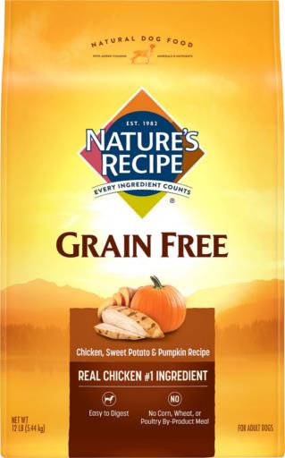 Nature's Recipe Grain-Free Chicken Sweet Potato and Pumpkin Recipe Dry Dog Food - 12 Lbs  