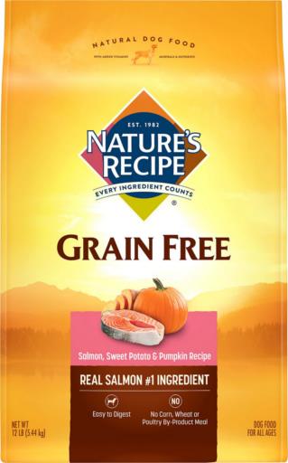 Nature's Recipe Grain-Free Salmon Sweet Potato and Pumpkin Recipe Dry Dog Food - 12 Lbs  