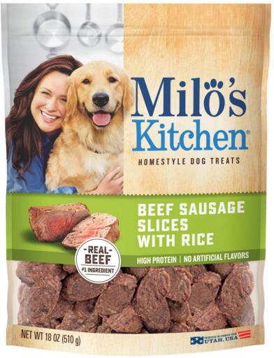 Milo's Kitchen Sausage Slices Soft and Chewy Dog Treats - 18 Oz - Case of 4  