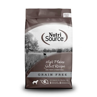 Nutrisource Grain-Free High Plains Select Beef Trout and Turkey Dry Dog Food - 26 Lbs