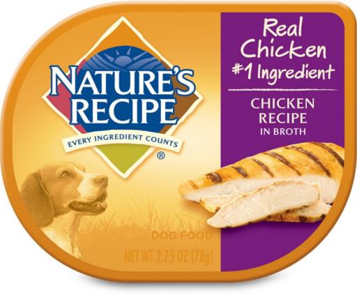 Nature's Recipe Chicken and Broth Wet Dog Food Trays - 2.75 Oz - Case of 12  