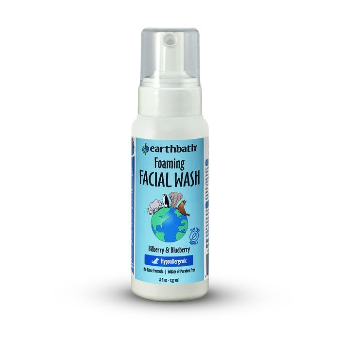 Earthbath Hypo-Allergenic Bilberry and Blueberry Pump Foam Face Wash for Dogs and Cats - 8 Oz