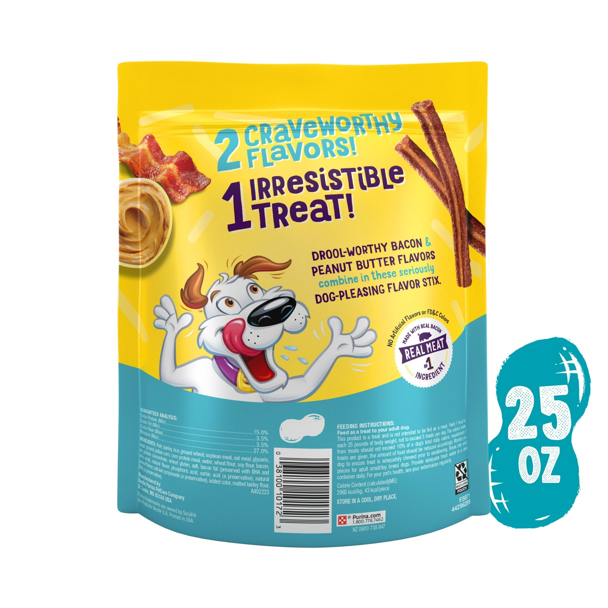 Purina Beggin Strips Flavor Stix with Bacon and Peanut Butter Soft and Chewy Dog Treats - 25 Oz - Case of 4